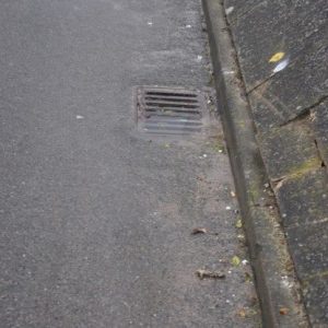 Blocked pipework from gulley opposite 10 Briary Lane (West Side of Rd)